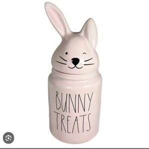 Large Pink Rae Dunn Bunny Treats Canister